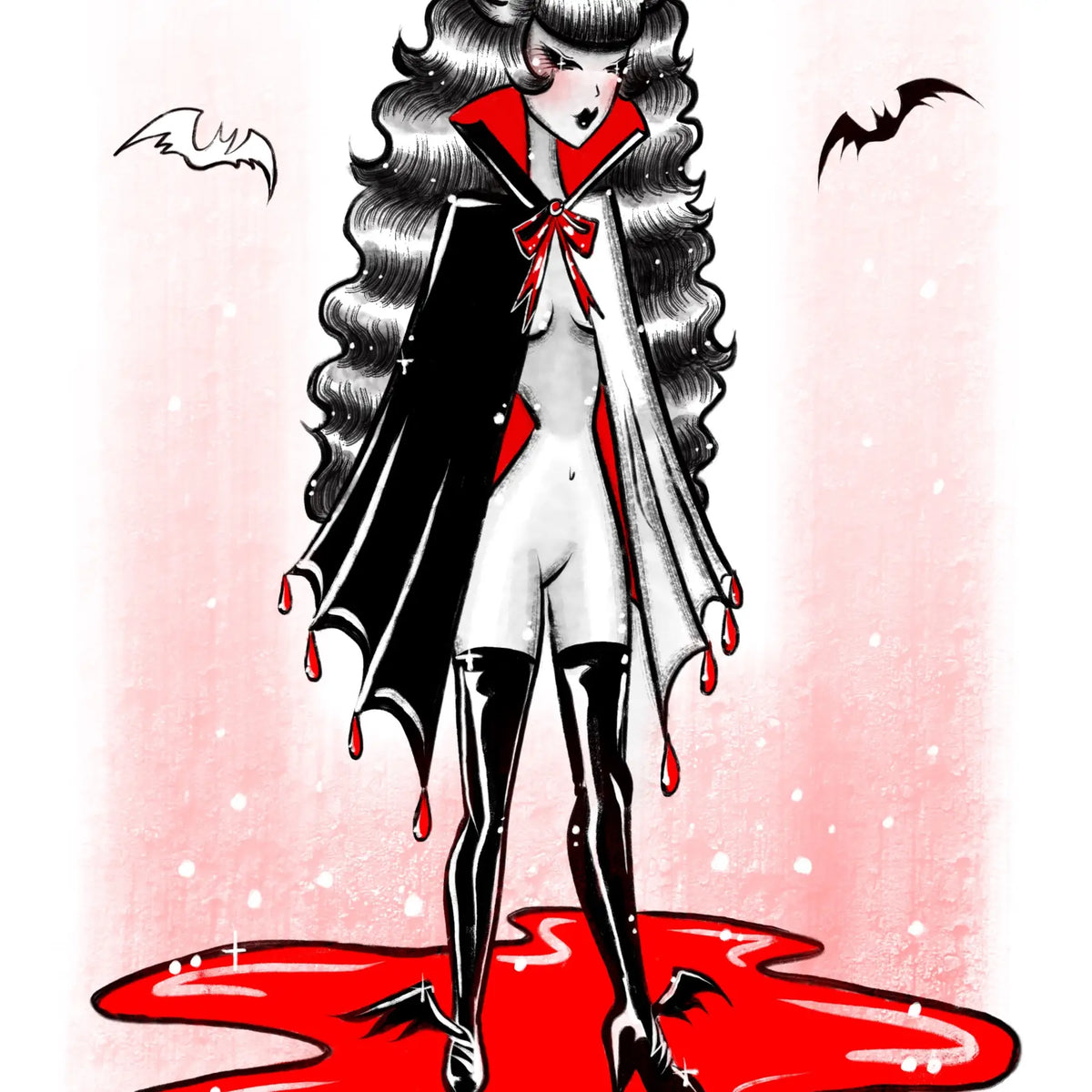 Baturday Gothic Vampire Girl Art Print