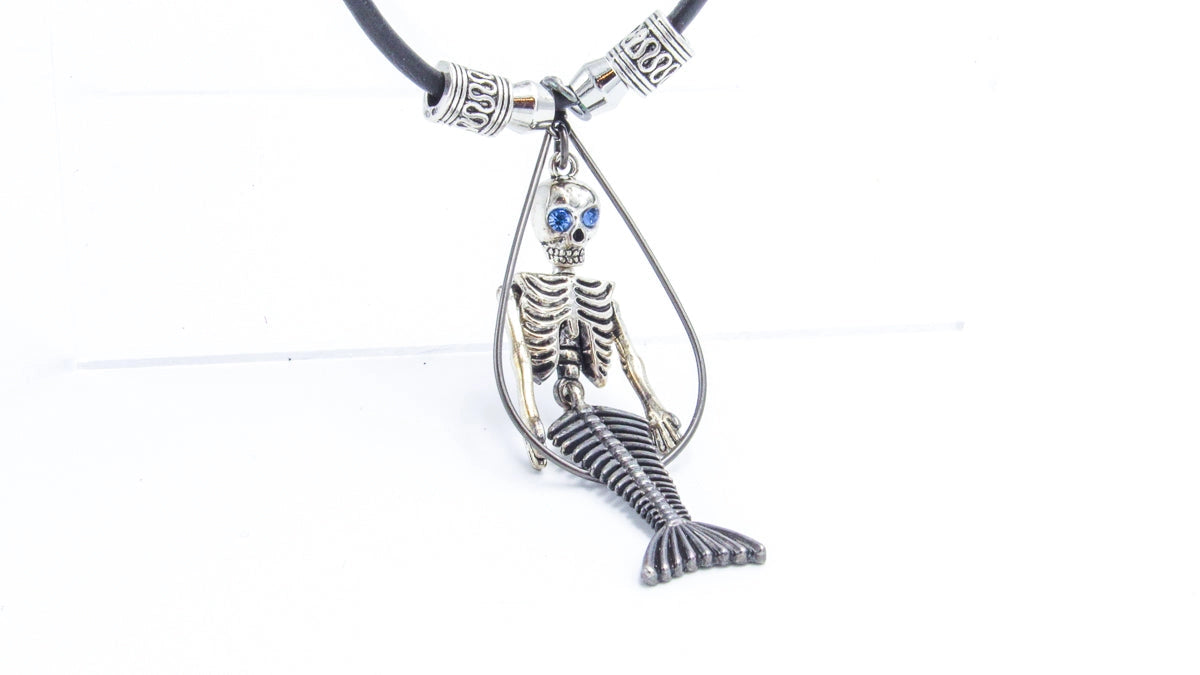 Skeleton Mermaid Necklace Gothic Jewelry Gift