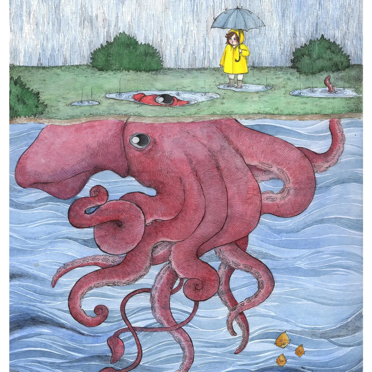 Some Puddles Are Deeper Than Others | Dark Whimsical Art Print