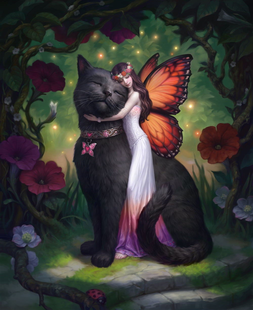 James Ryman Fairy Friend Gothic Greeting Card — Black Cat Fantasy Art Spooky Gift