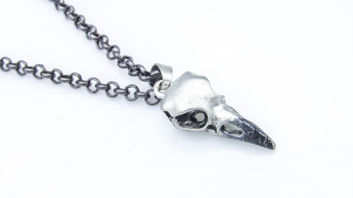 Raven Skull Necklace Gothic Pendant Gift