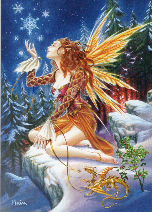 Yule Faery Christmas Card – Briar Winter Fairy Art