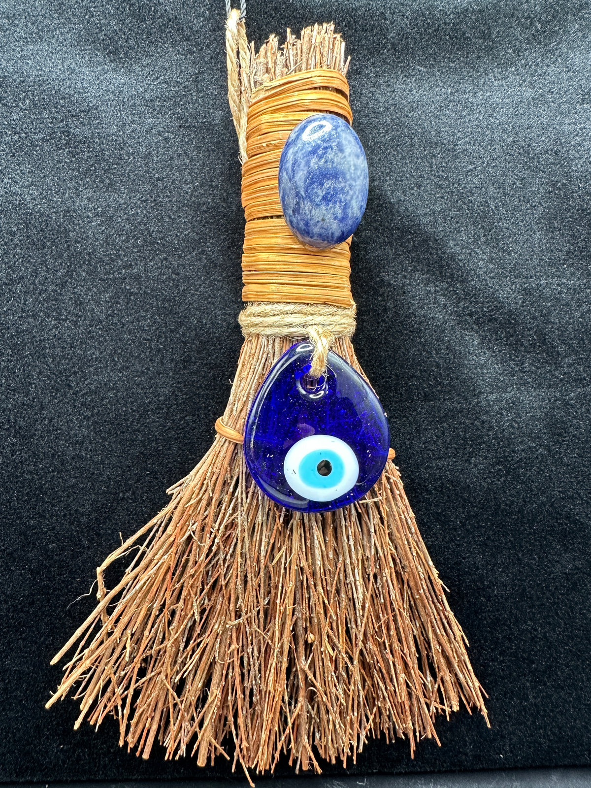 Evil Eye Protection Witch Besom with Sodalite Stone