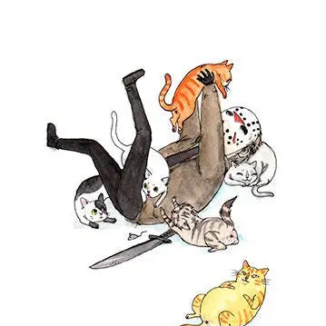 Friday the Purrteenth | Horror Cat Art Print | Jason Voorhees Parody