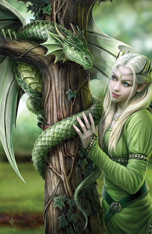 Kindred Spirits Greeting Card – Anne Stokes Elven Dragon Fantasy Art