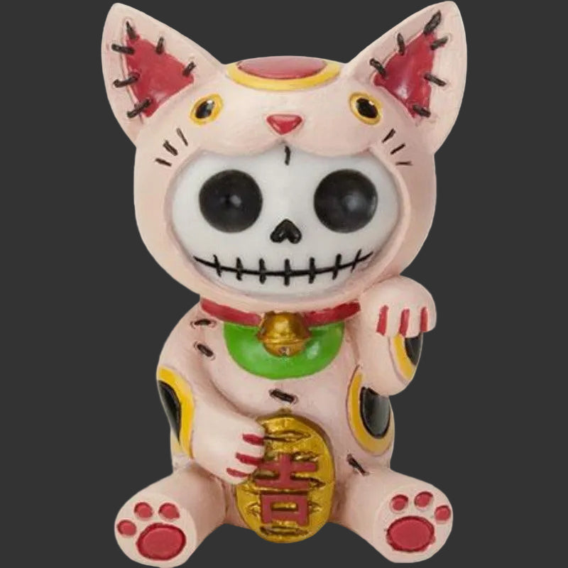 Furrybones Maneki Neko Skeleton Figurine – Gothic Lucky Cat Collectible