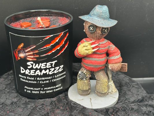 Freddy Krueger Pinhead Monster Figurine with Candle – Horror Collectible Gift Set