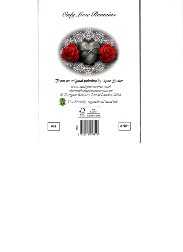 Anne Stokes Only Love Remains Gothic Greeting Card — Dark Angel Art Spooky Gift