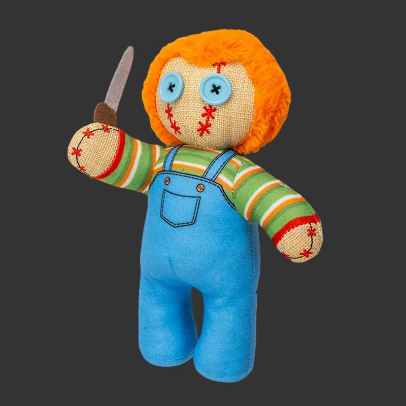 Chucky horror plush toy collectible, soft polyester gothic gift for horror fans and killer doll collectors