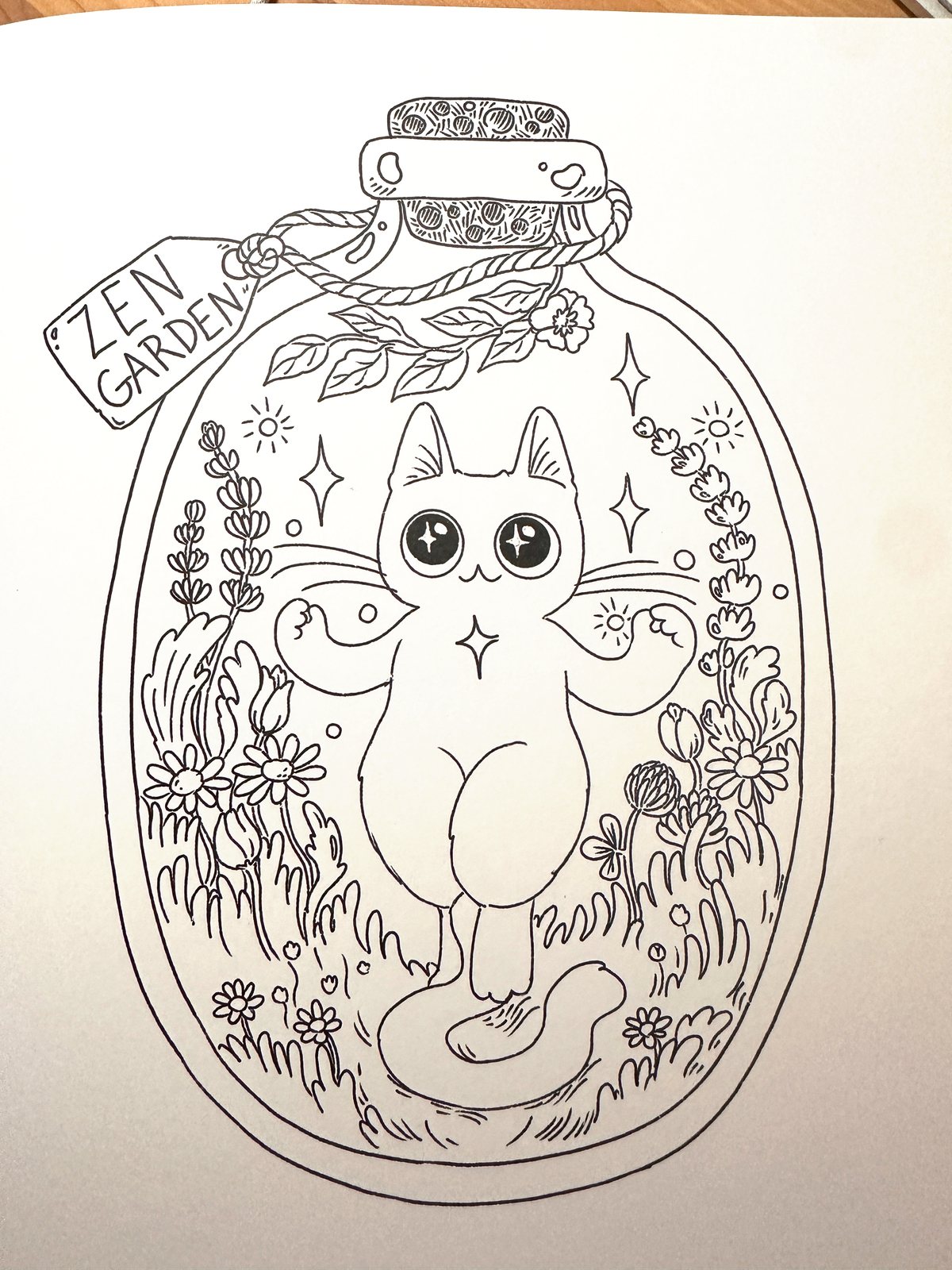 Witch Cat Coloring Book, Creepy Cute Fantasy Gift for Cat Lovers