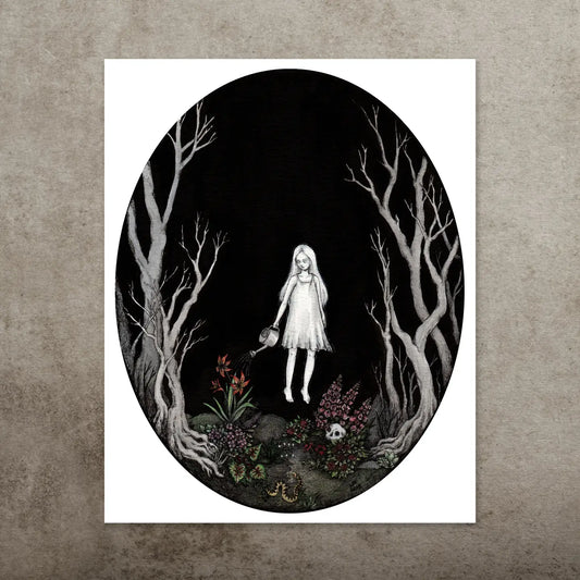 The Ghost Girl's Garden | Dark Whimsical Gothic Art Print