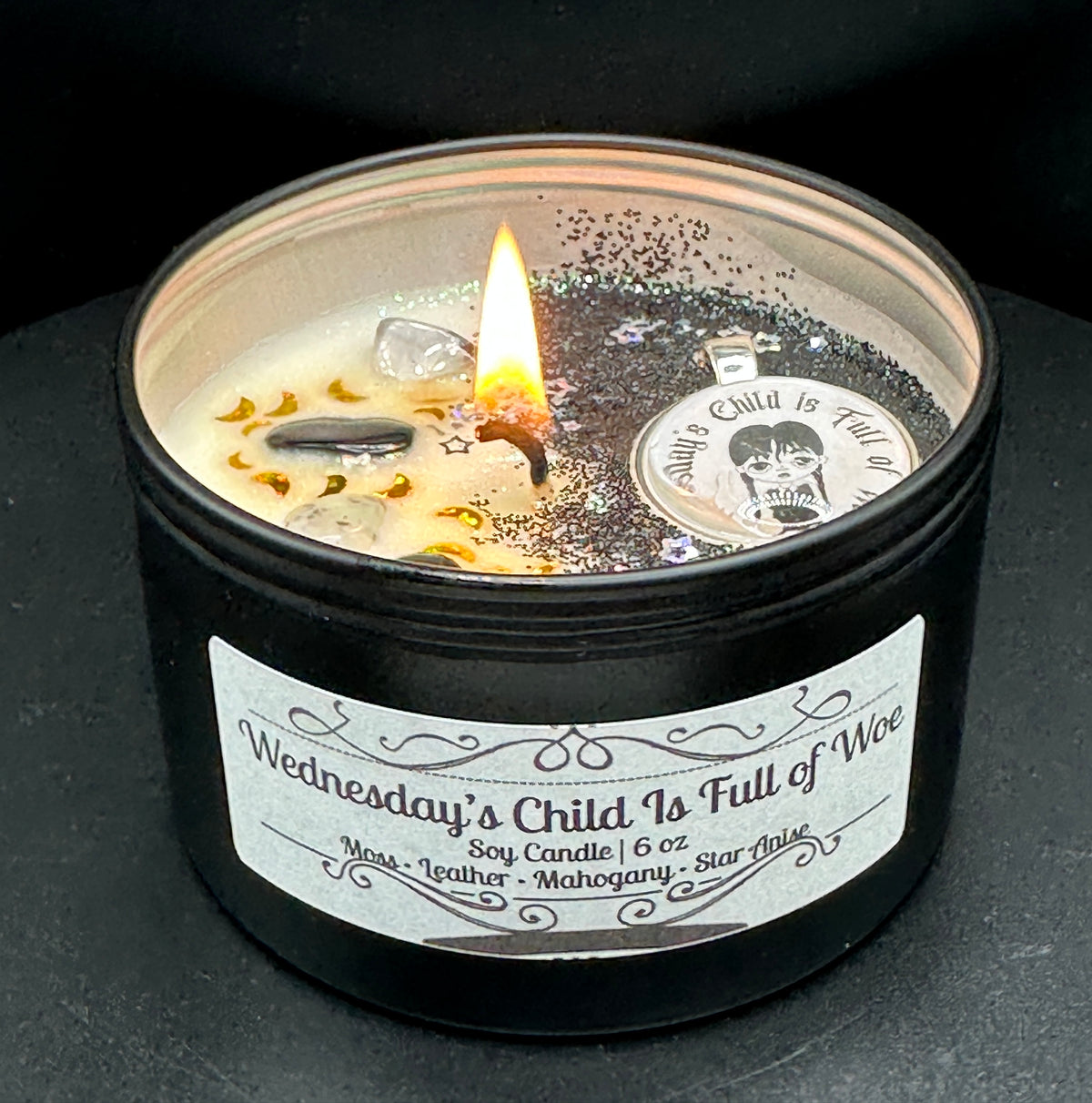 Wednesday's Child Is Full of Woe Soy Candle – Wednesday Addams Gothic Gift