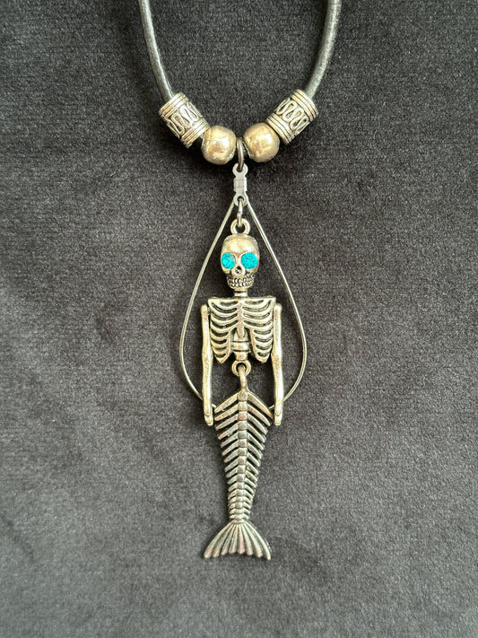 Skeleton Mermaid Necklace Gothic Jewelry Gift