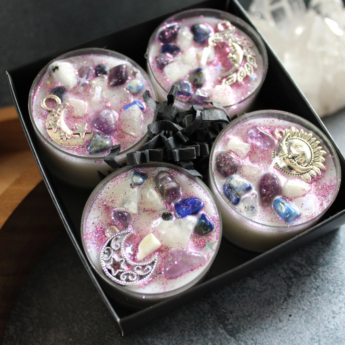 Moon Magick Crystal Tealight Set Witch Gift for Her
