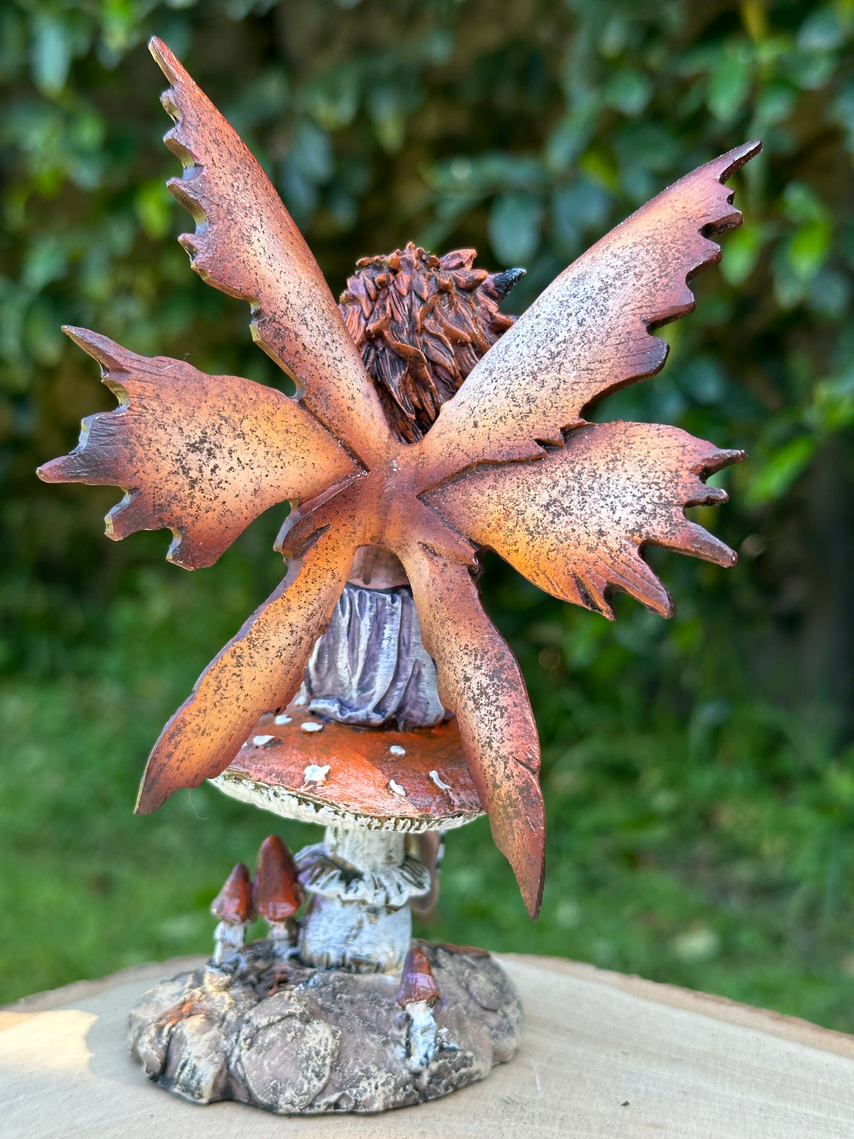 Amy Brown Naughty Fairy figurine back view showing tattered dark brown wings detail