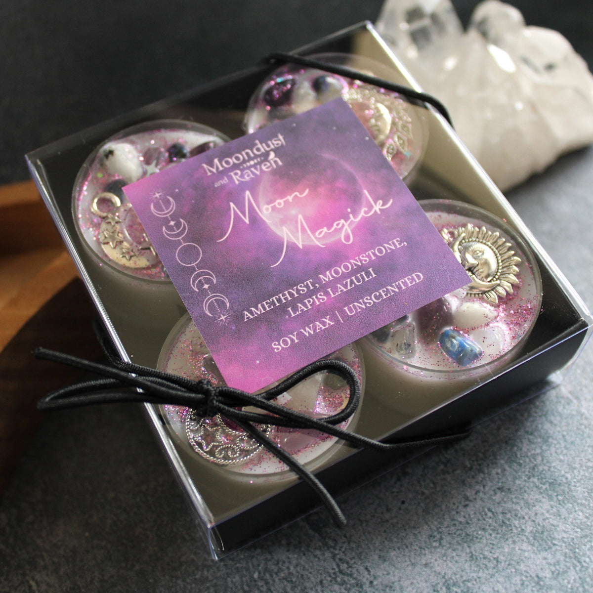 Moon Magick Crystal Tealight Set Witch Gift for Her
