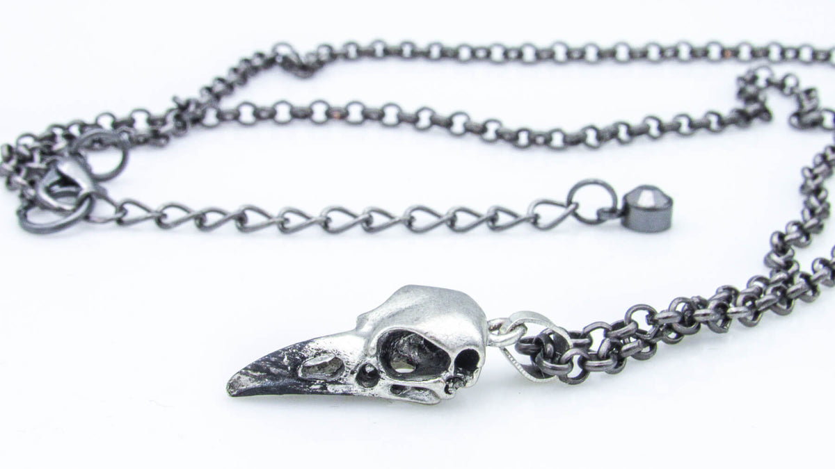 Raven Skull Necklace Gothic Pendant Gift