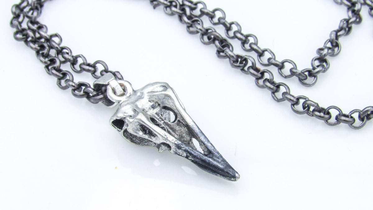 Raven Skull Necklace Gothic Pendant Gift