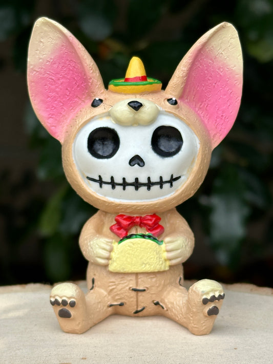 Furrybones Taco, Creepy Cute Chihuahua Skeleton Collectible with Sombrero and Taco