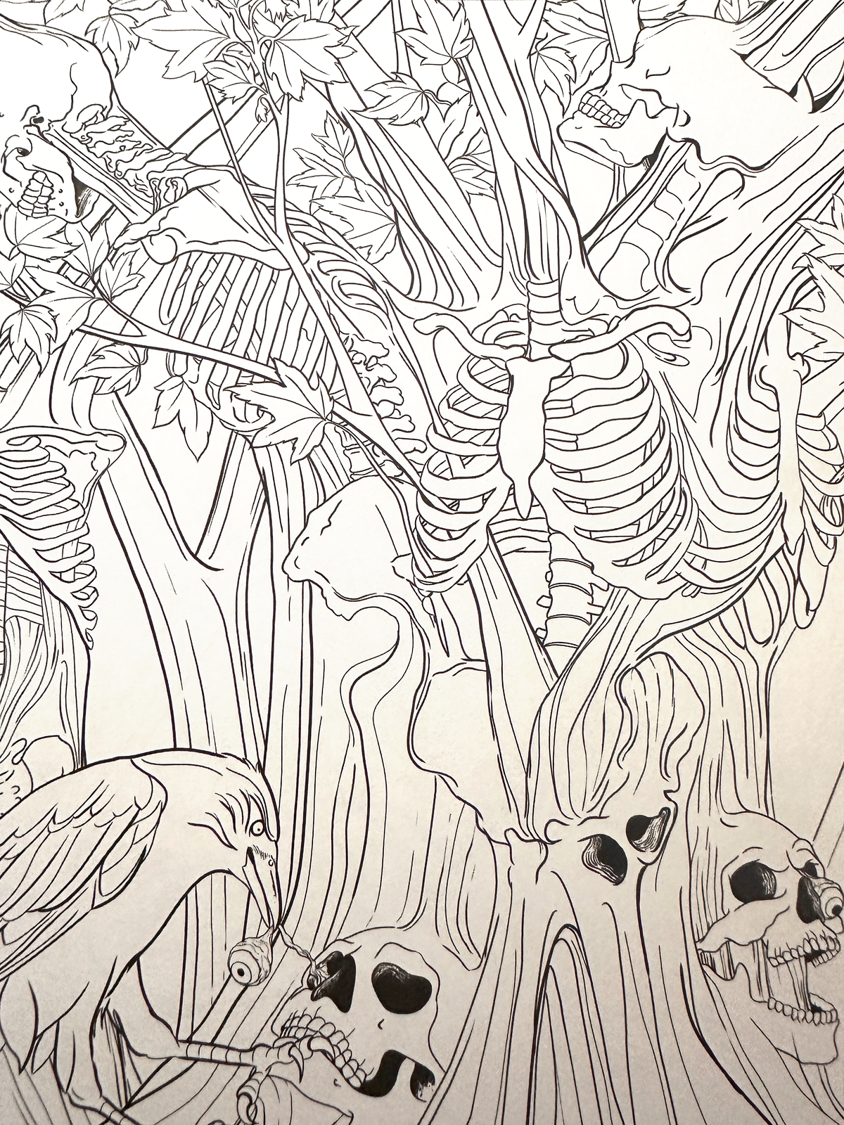 Mythogoria Vengeful Forest Coloring Book, Dark Fantasy Gothic Gift for Horror Art Lovers