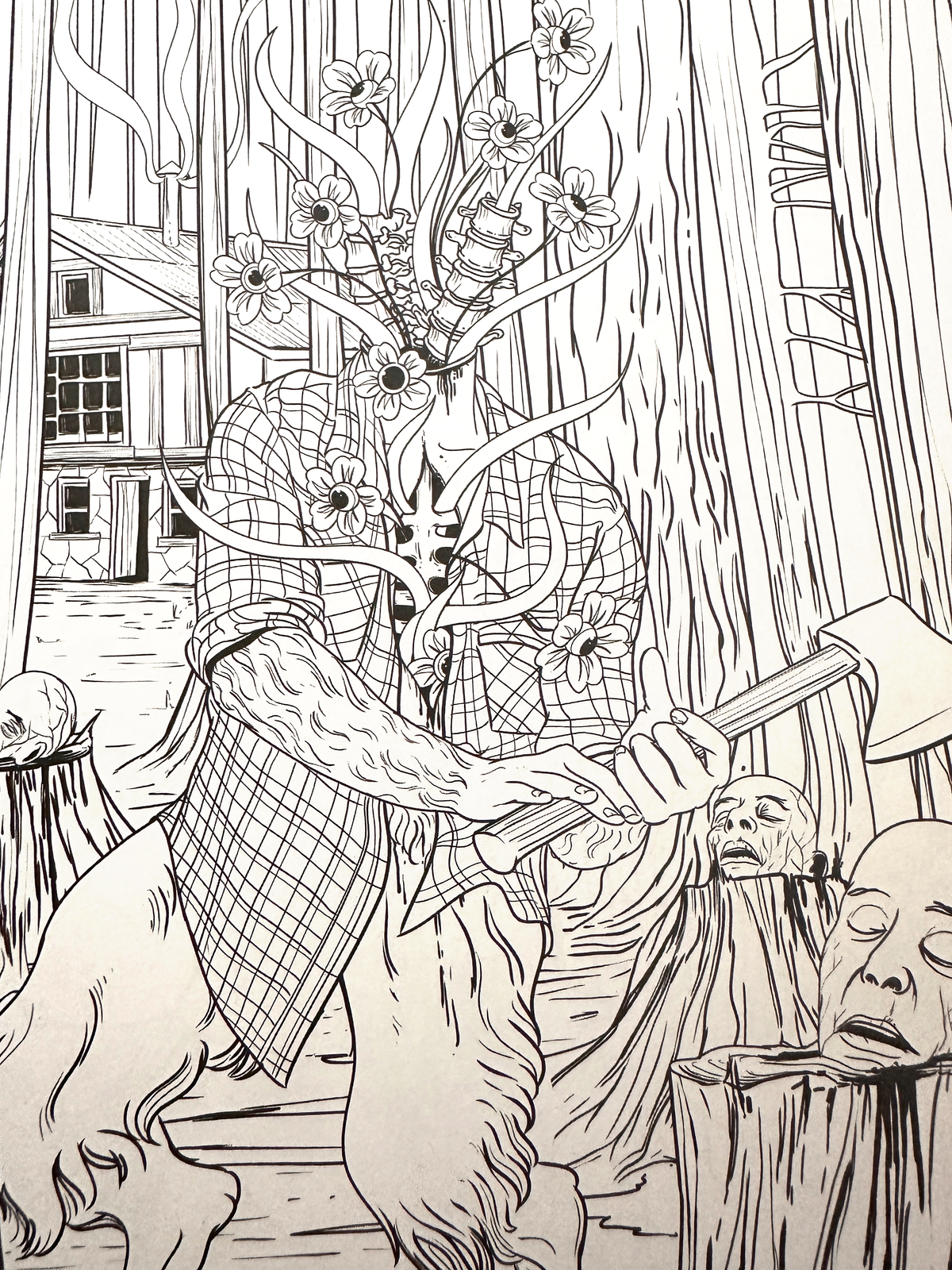 Mythogoria Vengeful Forest Coloring Book, Dark Fantasy Gothic Gift for Horror Art Lovers